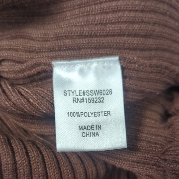 00032 Story On Ruffle Knit Sweater Top Brown M preppy minimalist hipster boho - Picture 6 of 7